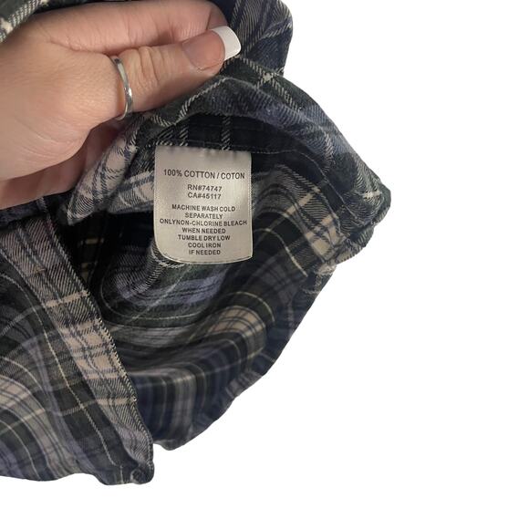 Redhead Men's Size Large Plaid Green Blue Flannel Button Up - Picture 7 of 9